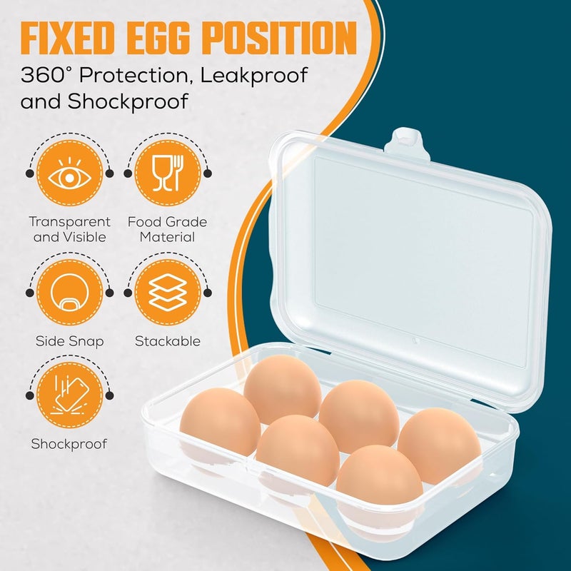 ZPU Egg Holder Camping, 1Pcs 6 Grid Egg Container, Plastic Egg Carrier for Camping Picnic Travel Outdoor Refrigerator Kitchen, Protective Egg Storage Case, Clear White - Image 3